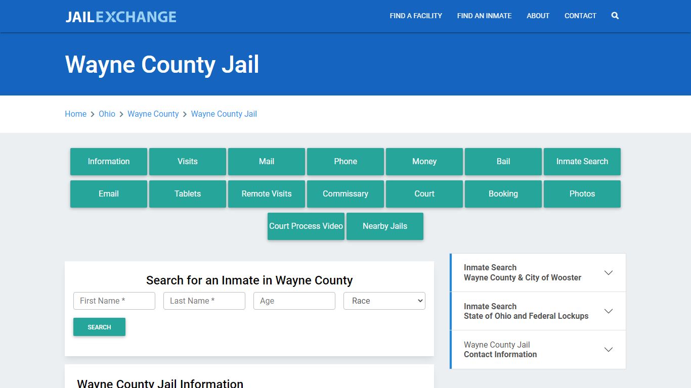 Wayne County Jail Roster Lookup, OH, Inmate Search